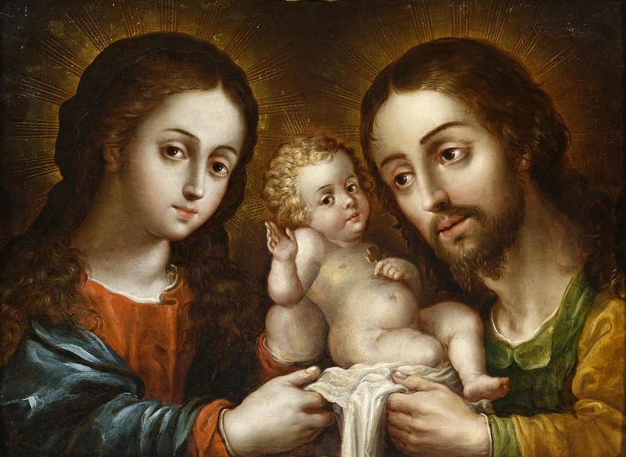 The Holy Family Painting by Nicolas Rodriguez Juarez