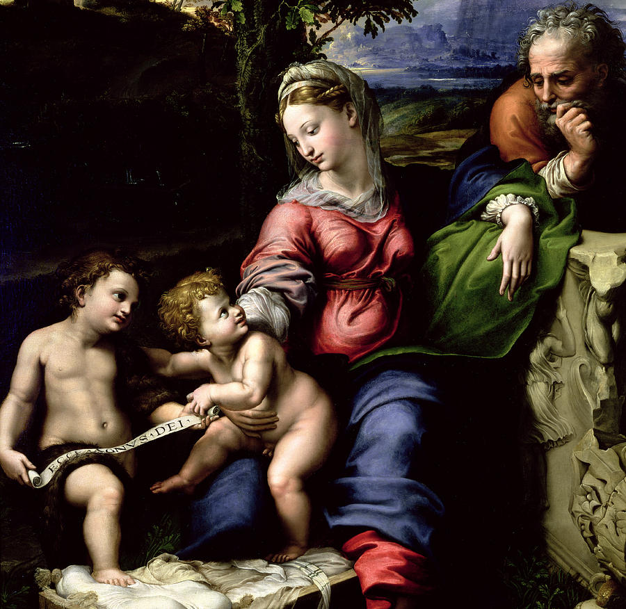 Madonna Painting - The Holy Family Of The Oak Tree, Circa 1518 by Raphael
