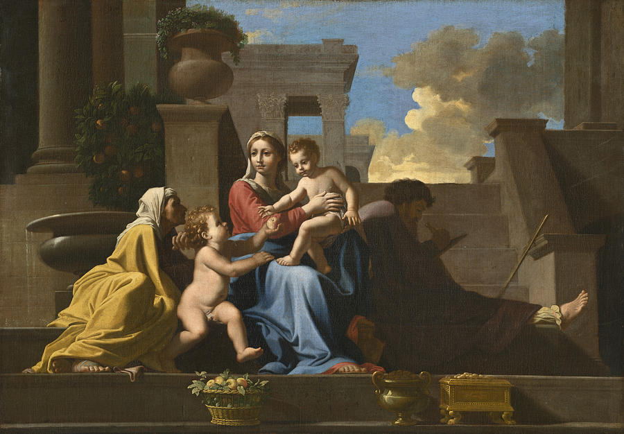The Holy Family on the Steps Painting by Nicolas Poussin
