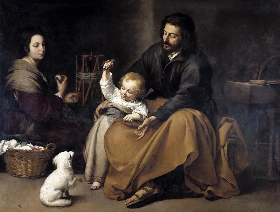The Holy Family with a Little Bird Painting by Bartolome Esteban Murillo