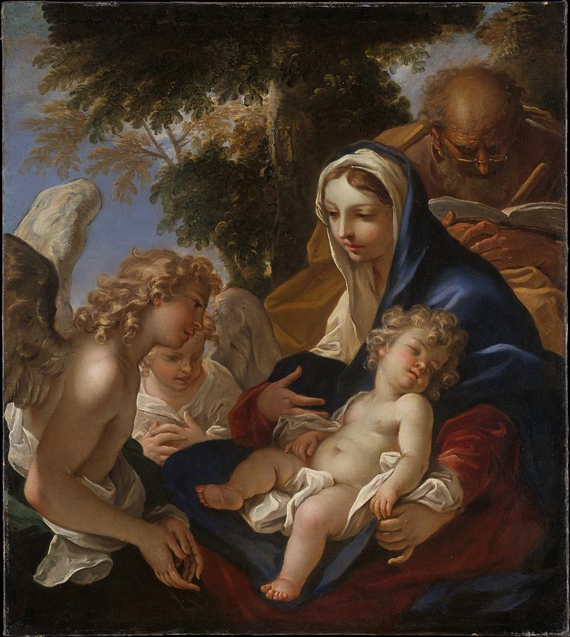 Sebastiano Ricci Painting - The Holy Family With Angels by Sebastiano Ricci
