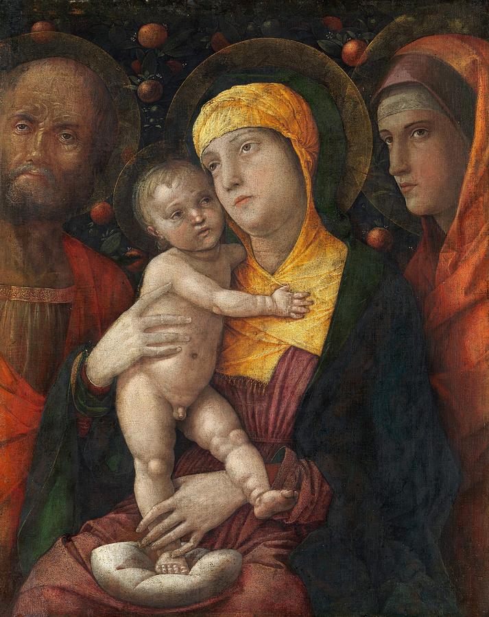 Portrait Painting - The Holy Family with Saint Mary Magdalen by Andrea Mantegna