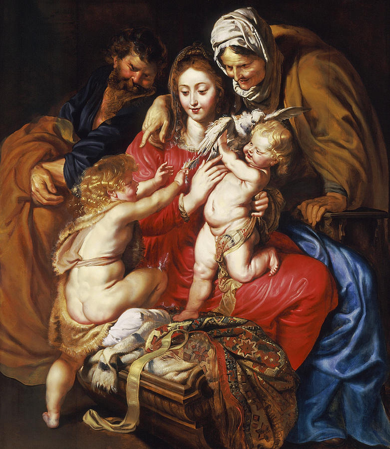 The Holy Family with St Elizabeth St John and a Dove Painting by Peter Paul Rubens