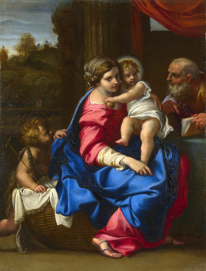 The Holy Family with the Infant Saint John the Baptist Painting by Annibale Carracci