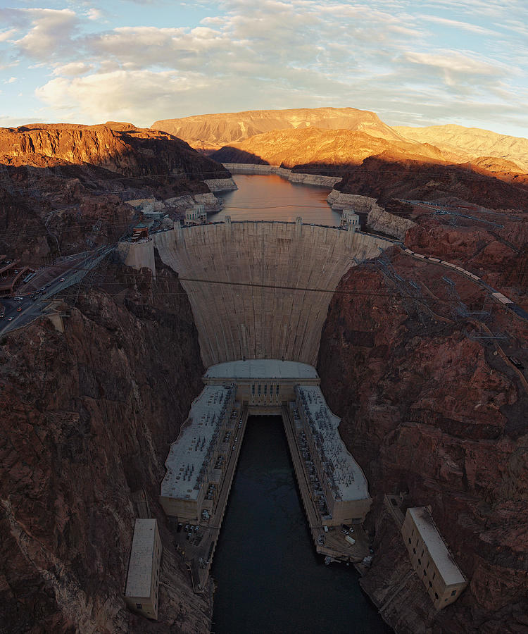 Sunset Photograph - The Hoover Dam at Dusk by Philip G