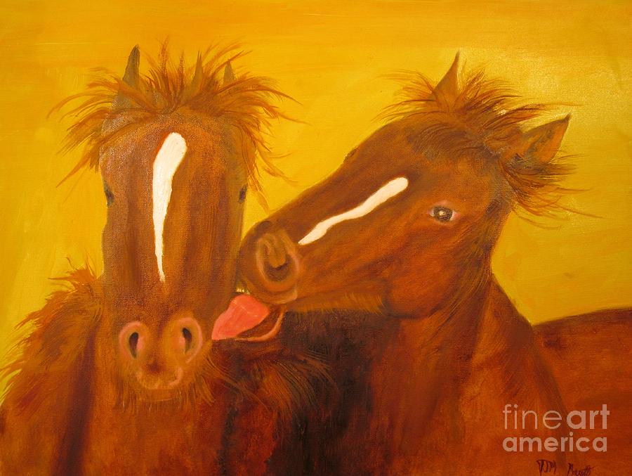 The Horse Kiss - Original Oil Painting Painting by Anthony Morretta
