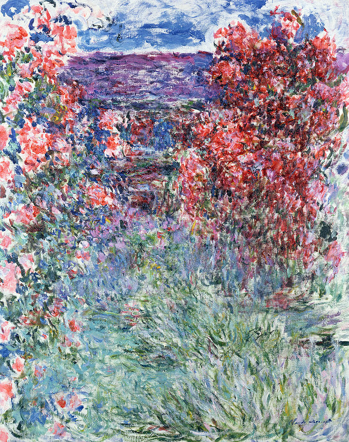 Claude Monet Painting - The House at Giverny under the Roses by Claude Monet