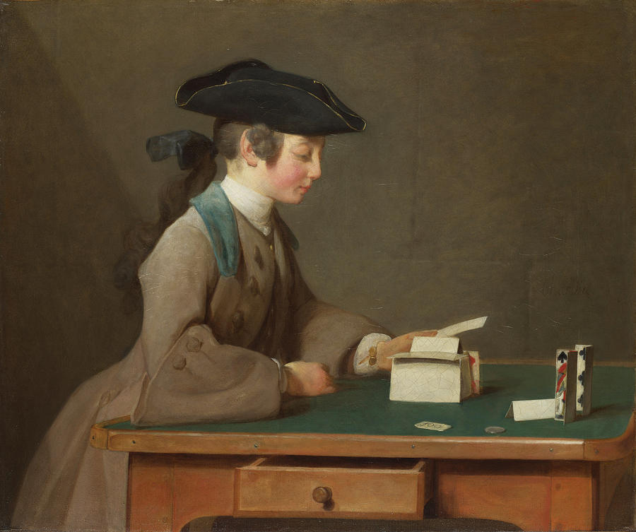 Jean Simeon Chardin Painting - The House of Cards by Jean-Simeon Chardin