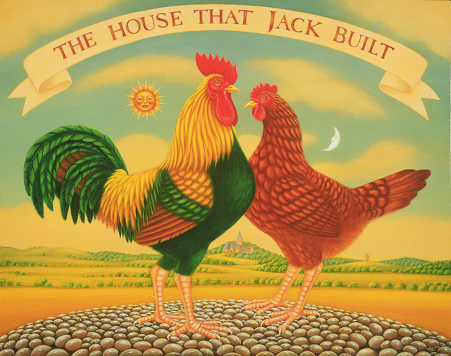 Chicken Painting - The House That Jack Built by Frances Broomfield