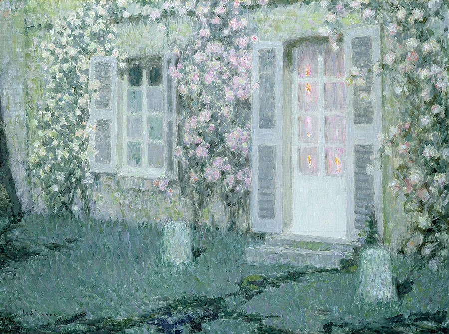 Sunset Painting - The House with Roses by Henri Le Sidaner