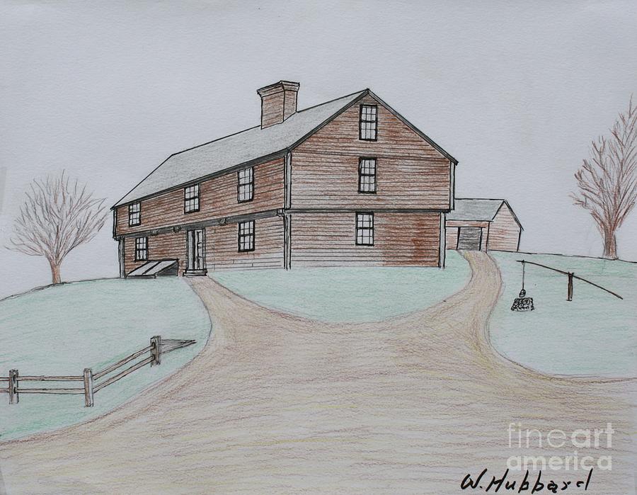 Maine Drawing - The Hubbard Garrison by Bill Hubbard
