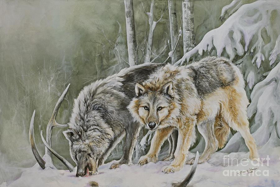 Wolves Painting - The Hunters by Nonie Wideman