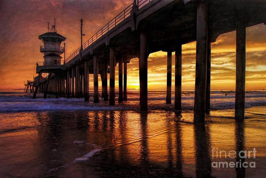The Huntington Beach Pier Photograph by Peggy Hughes