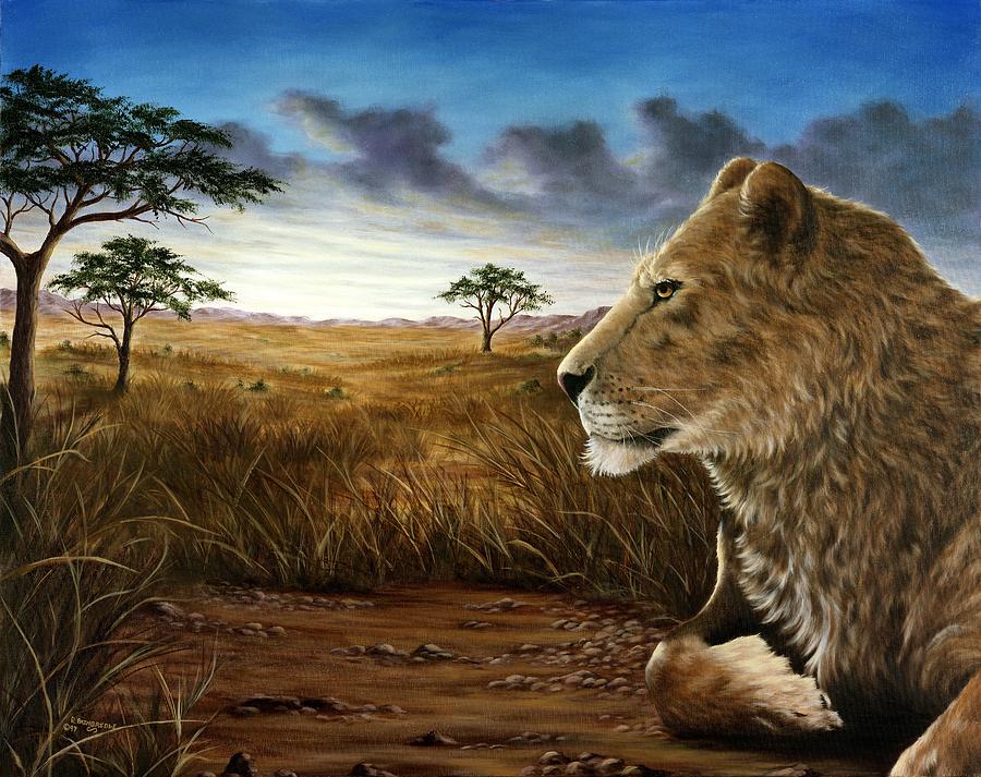 Animal Painting - The Huntress by Rick Bainbridge