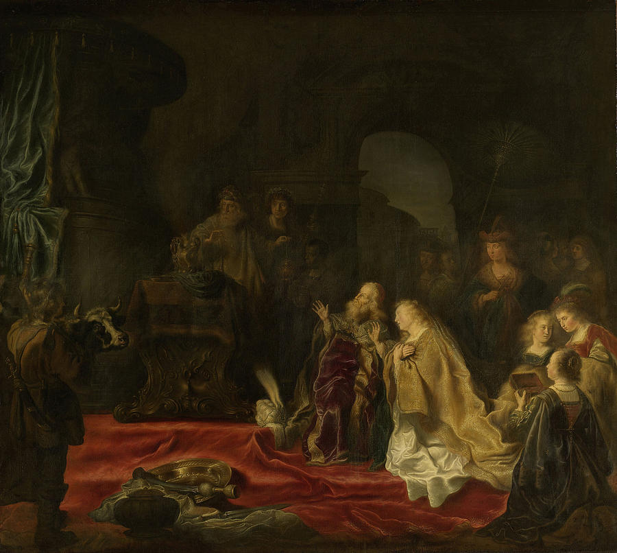 The Idolatry Of King Solomon, Salomon Koninck Drawing By Litz 