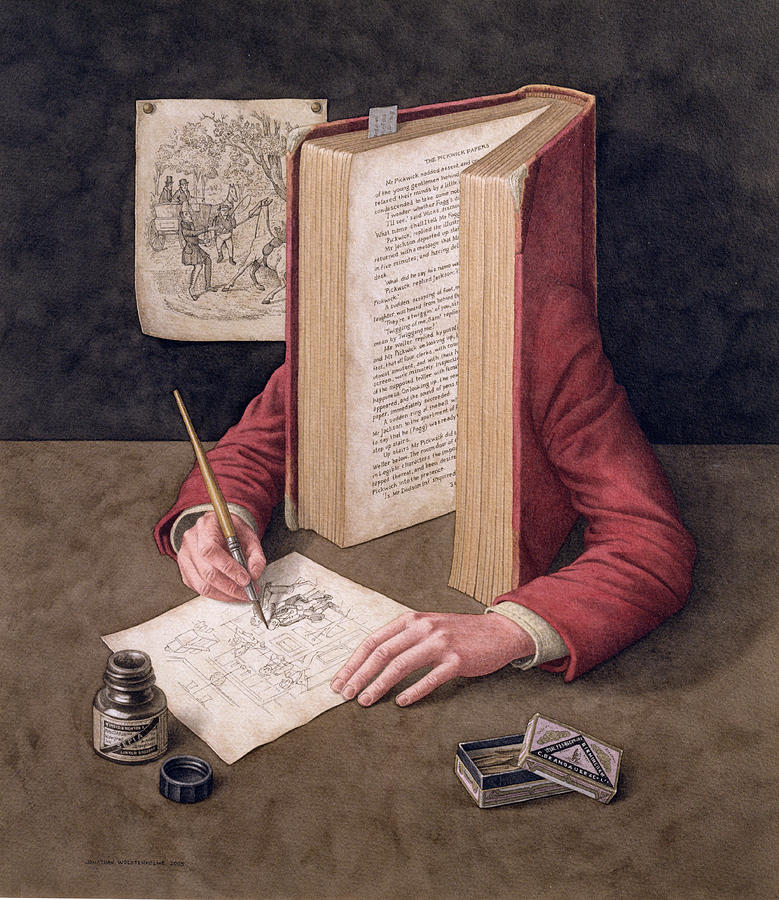 Book Photograph - The Illustrator, 2005 Wc On Paper by Jonathan Wolstenholme