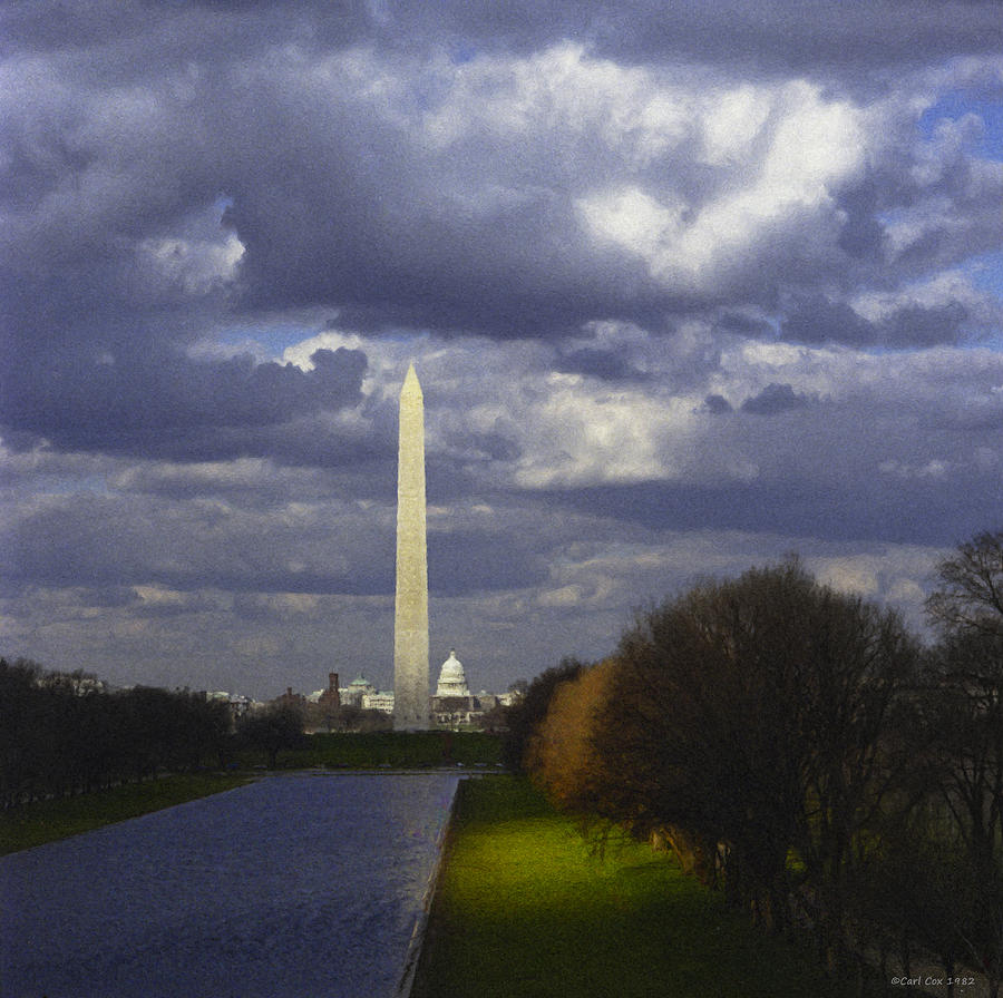 Washington Monument Painting - The Impending Storm by Carl Cox