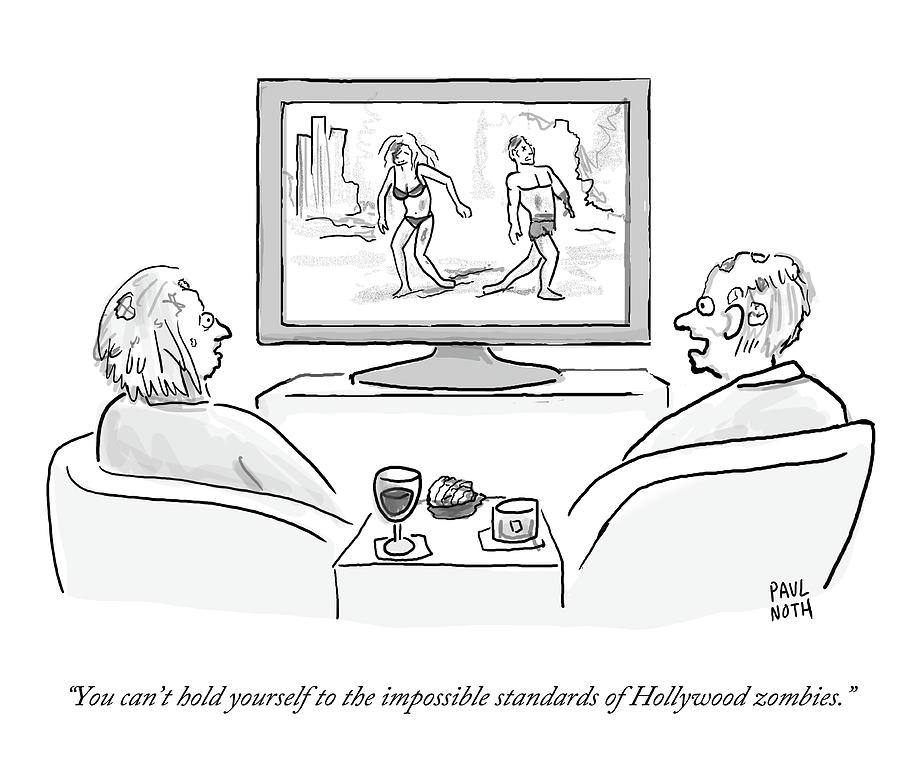 The Impossible Standards Of Hollywood Zombies Drawing by Paul Noth
