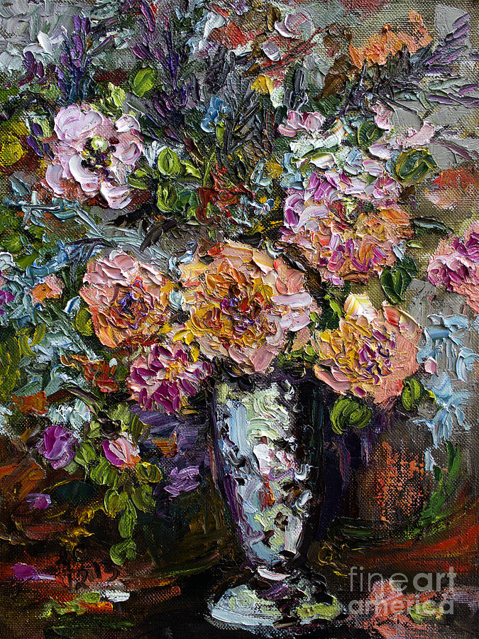 The Impressionists Heirloom Roses Still Life Painting by Ginette Callaway