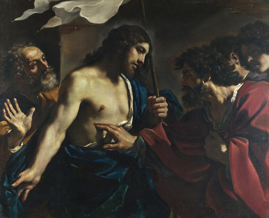 The Incredulity of Saint Thomas #3 Painting by Guercino