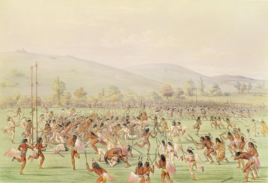 The Indian Ball Game, C.1832 Colour Litho Photograph by George Catlin