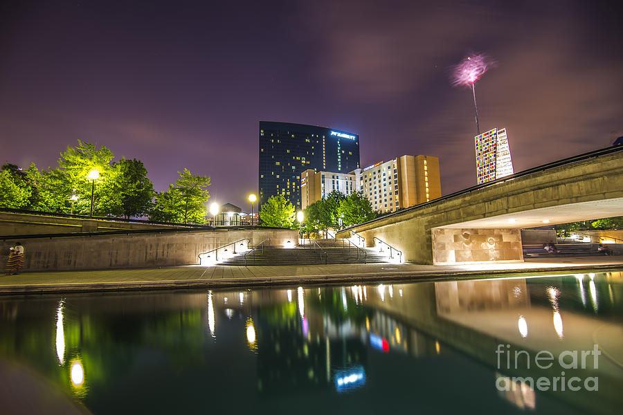 The Indianapolis JW Marriott Night Canal Photograph by David Haskett II