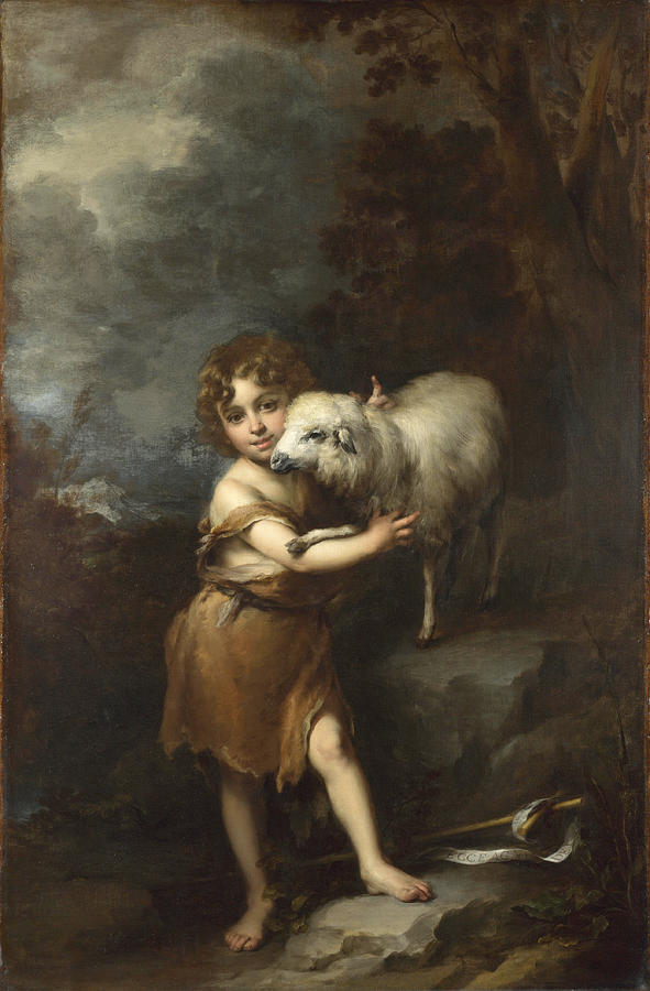 The Infant Saint John with the Lamb Painting by Bartolome Esteban Murillo