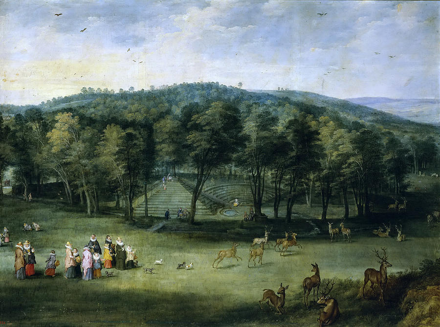The Infanta Isabel Clara Eugenia in the Park at Mariemont Painting by Jan Brueghel the Elder and Joos de Momper the Younger