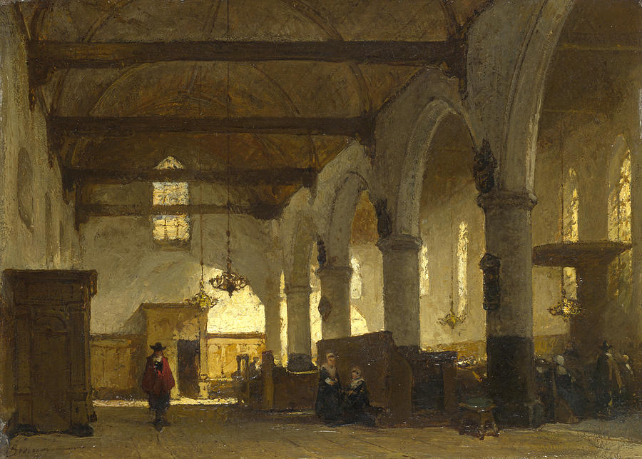 The Interior of the Bakenesserkerk. Haarlem Painting by Johannes Bosboom