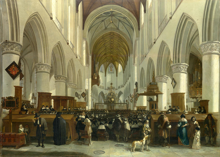The Interior of the Grote Kerk. Haarlem Painting by Gerrit Adriaenszoon Berckheyde