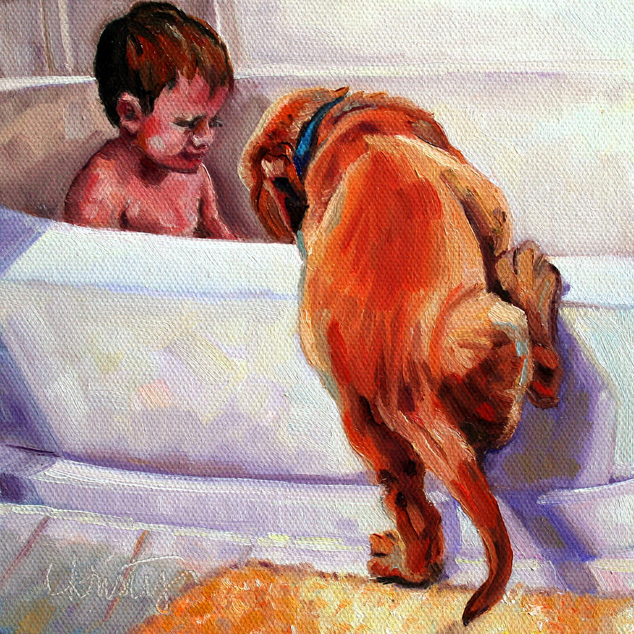 Dog Painting - The Intruder by Kristy Tracy