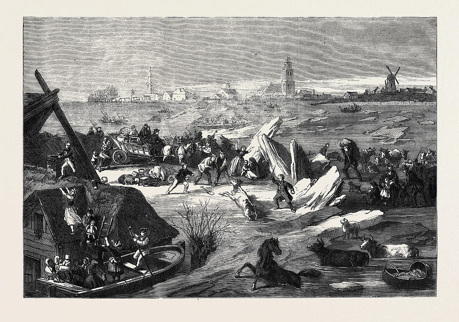 Antique Print 1869 Bursting of the Napton and Warwick Canal