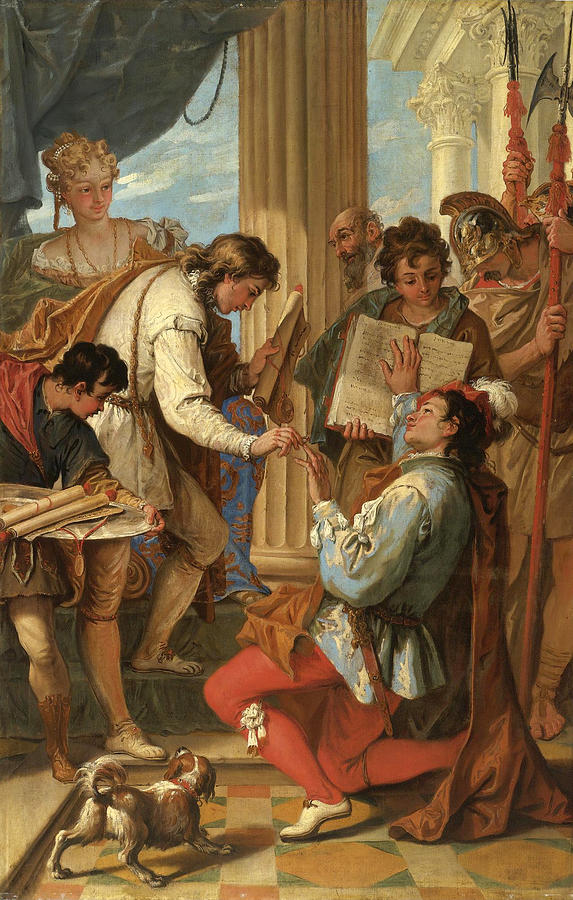 The Investiture of Marco Corner as Count of Zara in 1344 Painting by Sebastiano Ricci