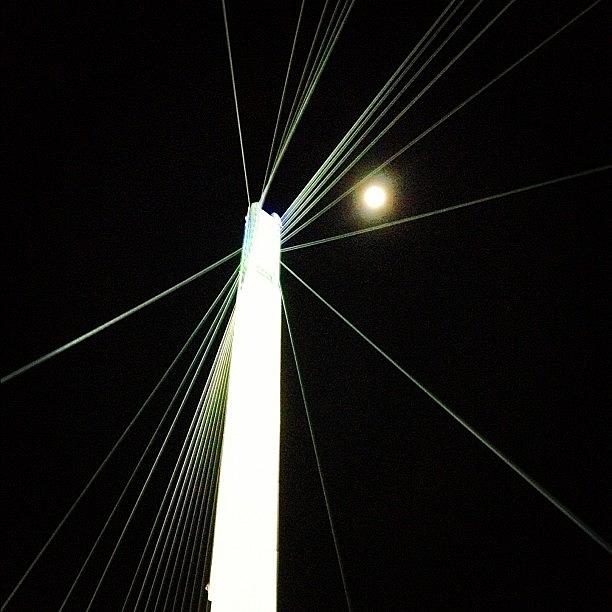 Omaha Photograph - The Iowa/nebraska Bridge..and The Moon by Jamey Domeier