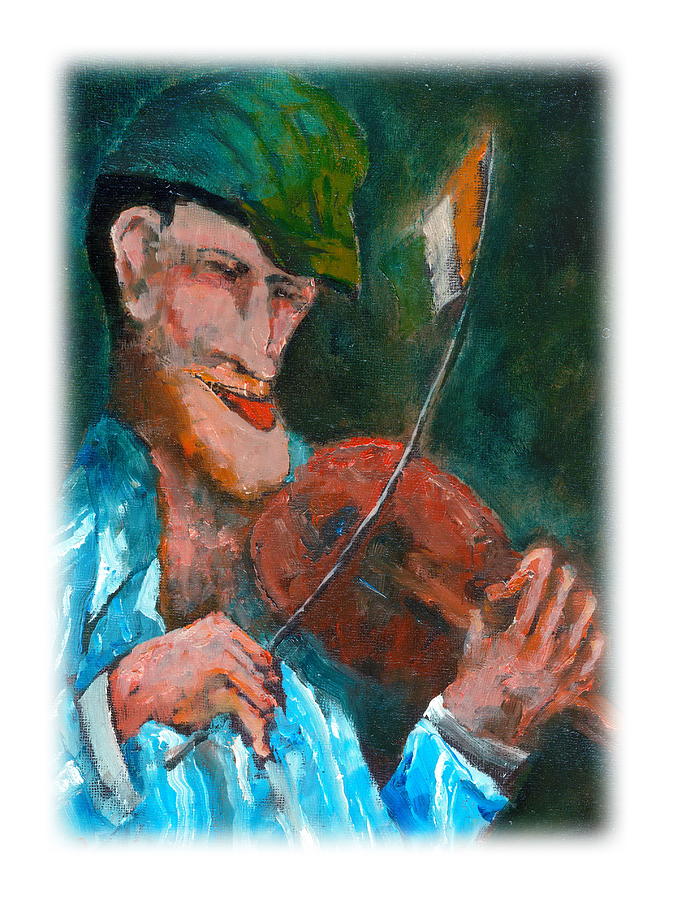 The Irish Fiddle Flag Painting by Val Byrne