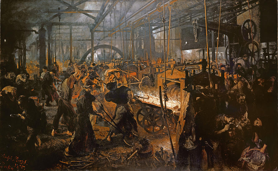 Ironworks Photograph - The Iron-rolling Mill Oil On Canvas, 1875 by Adolph Menzel