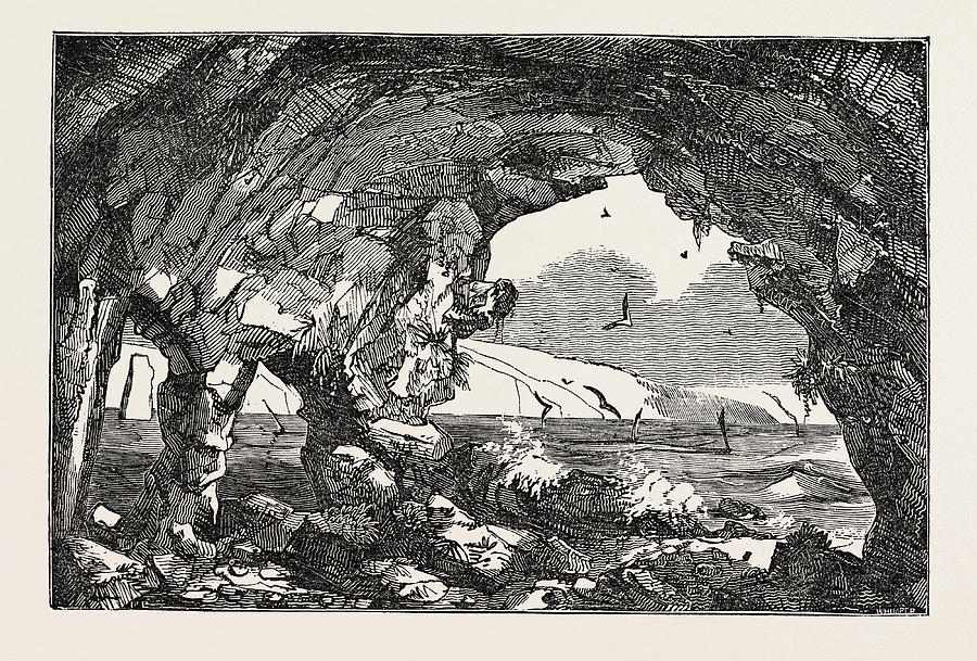 The Isle Of Wight Freshwater Cavern Drawing by English School - Fine ...