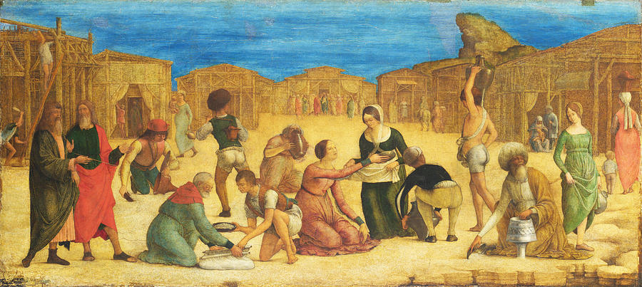 Ercole De Roberti Painting - The Israelites gathering Manna by Ercole de Roberti