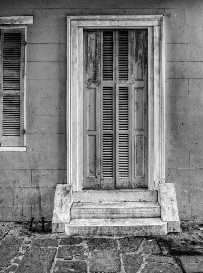 The Jackson House Door in Black and White Photograph by Greg and Chrystal Mimbs