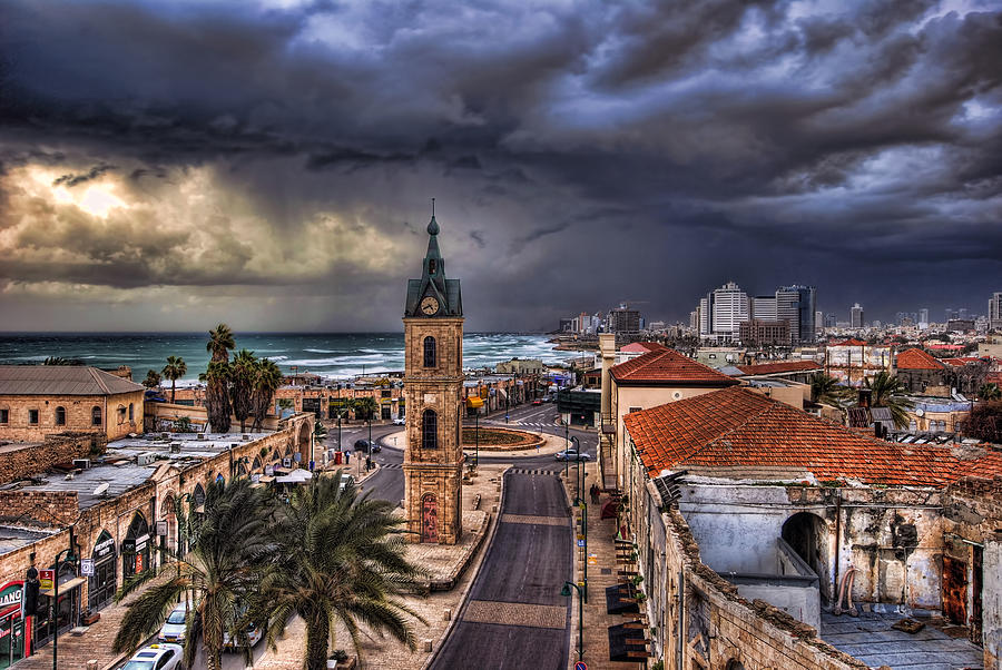 Winter Photograph - the Jaffa clock tower by Ronsho