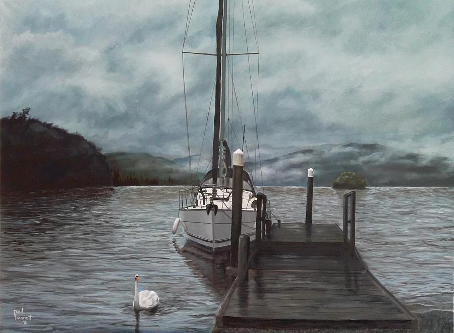 Swan Painting - the Jetty by Paul Bennett
