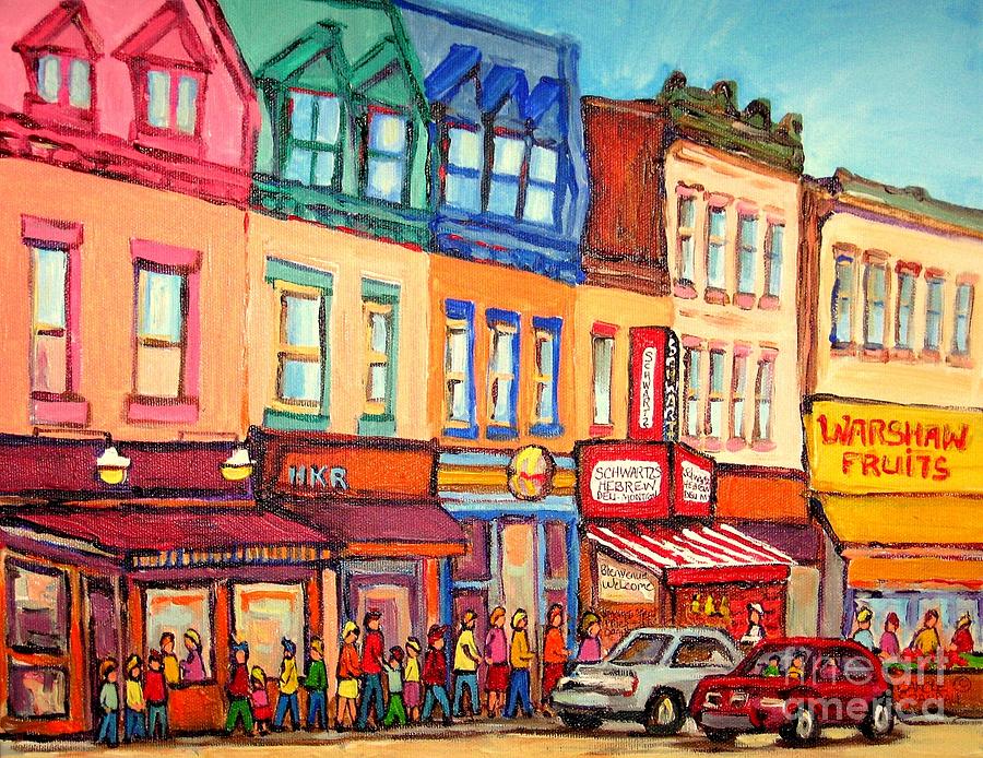 The Jewish Street Warshaws Bargain Fruit Market Montreal Paintings City Scne Art Carole Spandau Painting by Carole Spandau