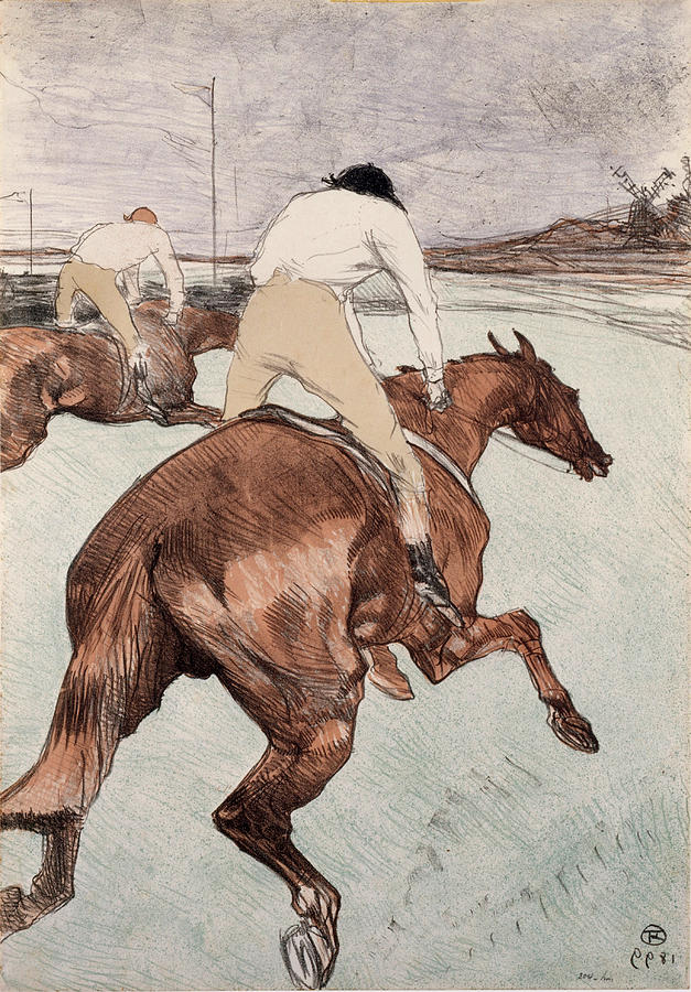 The Jockey Drawing by Henri de Toulouse-Lautrec
