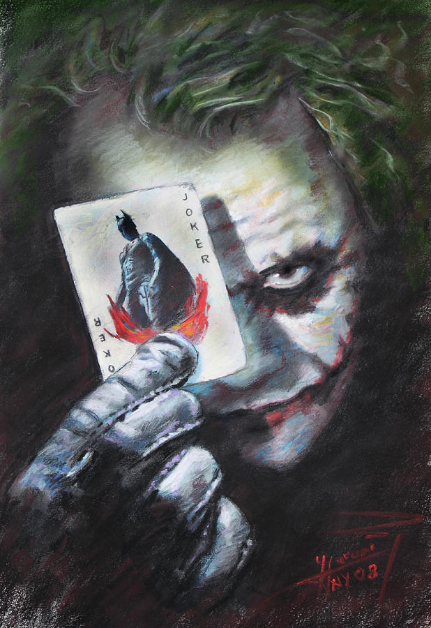 The Dark Knight Drawing - The Joker Heath Ledger  by Viola El