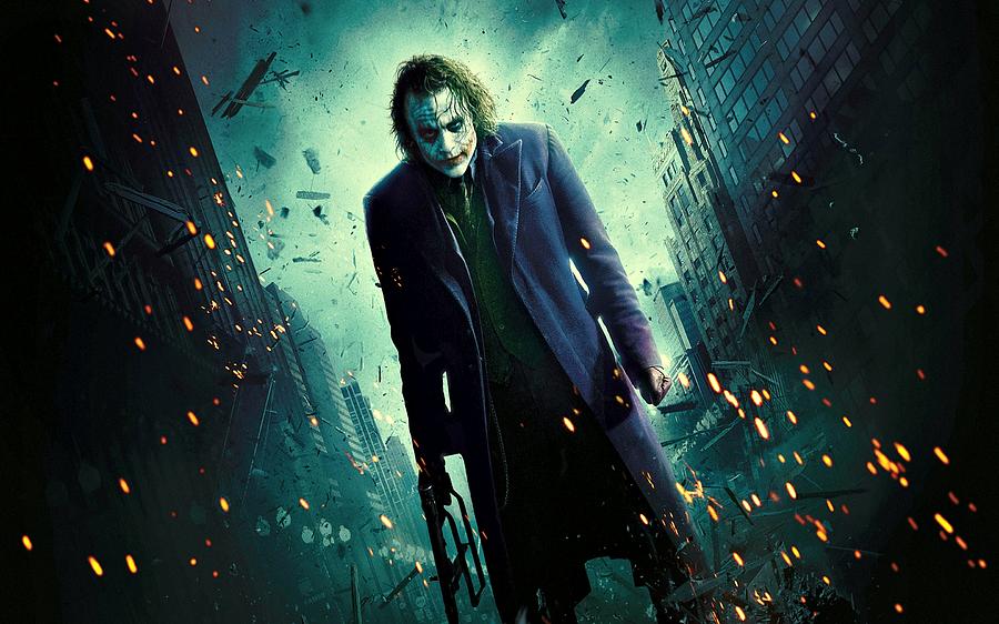The Joker Heath Ledger Dark Knight Digital Art by Movie Poster Prints