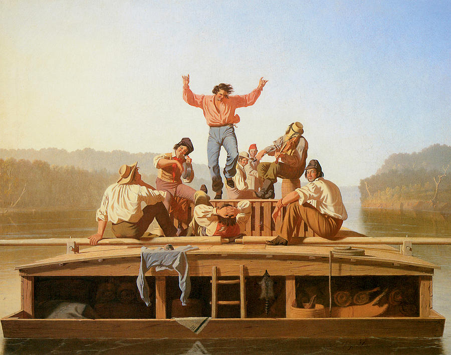 American West Painting - The Jolly Flatboatmen by George Caleb Bingham