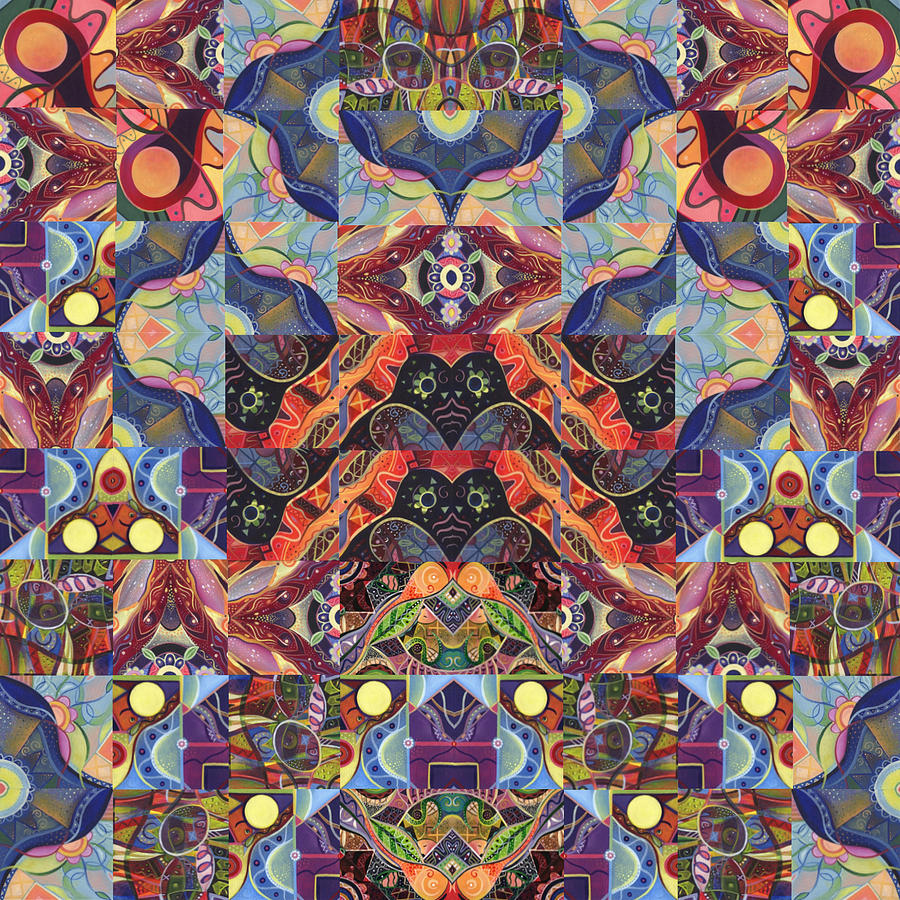 Abstract Digital Art - The Joy of Design Mandala Series Puzzle 1 Arrangement 9 by Helena Tiainen