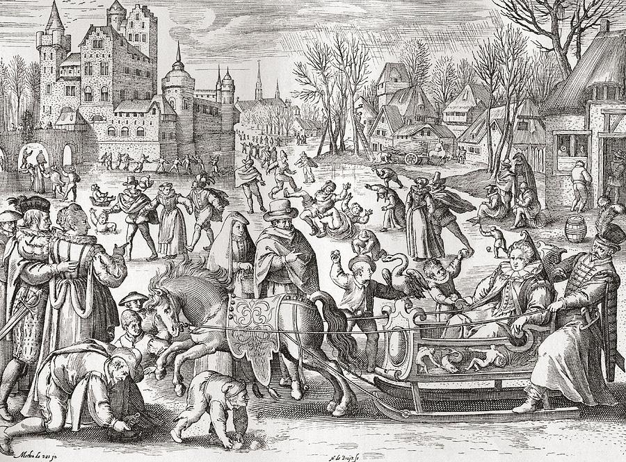 Winter Photograph - The Joys Of Winter, After The 16th Century Engraving By De Bruyn.  From Illustrierte by Bridgeman Images