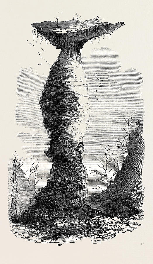 Vintage Drawing - The Jug Rock In Southern Indiana 1869 by American School