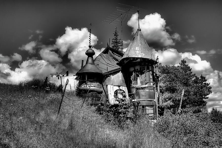 Castle Photograph - The Junk Castle in Black and White by David Patterson